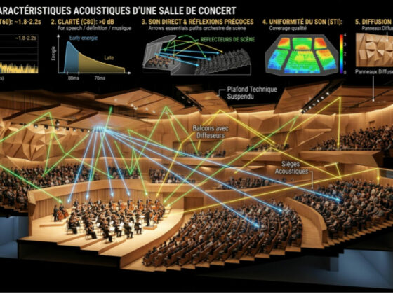 Schéma du travail de l'optimisation de l'acoustique d'une salle de concert